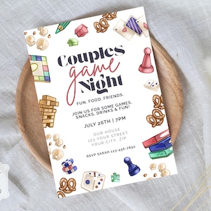 Couples Game Night Editable Invitation Customizable Invite Template Canva Invitations Fun Games