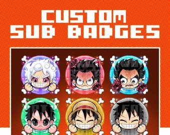 captain pirates anime chibi sub badges for twitch and kick