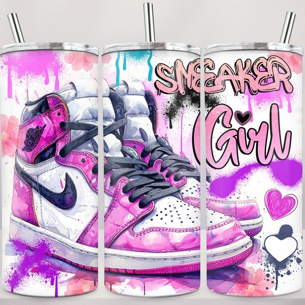 Sneaker girl png 20oz Skinny Tumbler, pink sneakers png, sneakers love png, Sublimation Design Templates,Sneaker girl,Sublimate PNG Download