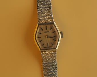 Vintage Seiko Ladies Gold-Tone Hexagonal Mechanical Watch | Woven Mesh Bracelet | Serviced