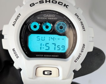 Zegarek cyfrowy Casio G-Shock DW-6900FS w kolorze białym, 1289, Japonia, vintage, Y2K, z cynową obudową
