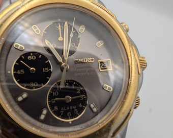 Dwukolorowy męski zegarek Seiko Sports 100 Alarm Chronograph z 1994 roku 7T32-6F59