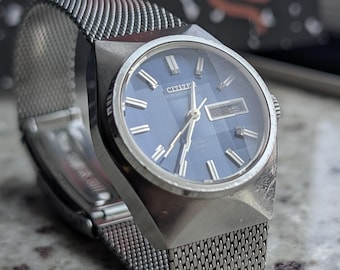 Vintage Citizen Cosmostar V2 Automatic | Blue Dial | 28800 Hi-Beat 21 Jewels | June 1972 Japan | 27mm Stainless Steel Watch