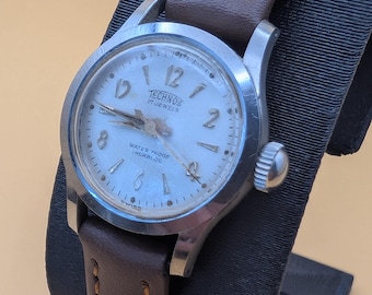 Technos 17 Jewels Swiss Ladies Manual Wind Watch | Waterproof Incabloc Stainless Steel Vintage 1960s