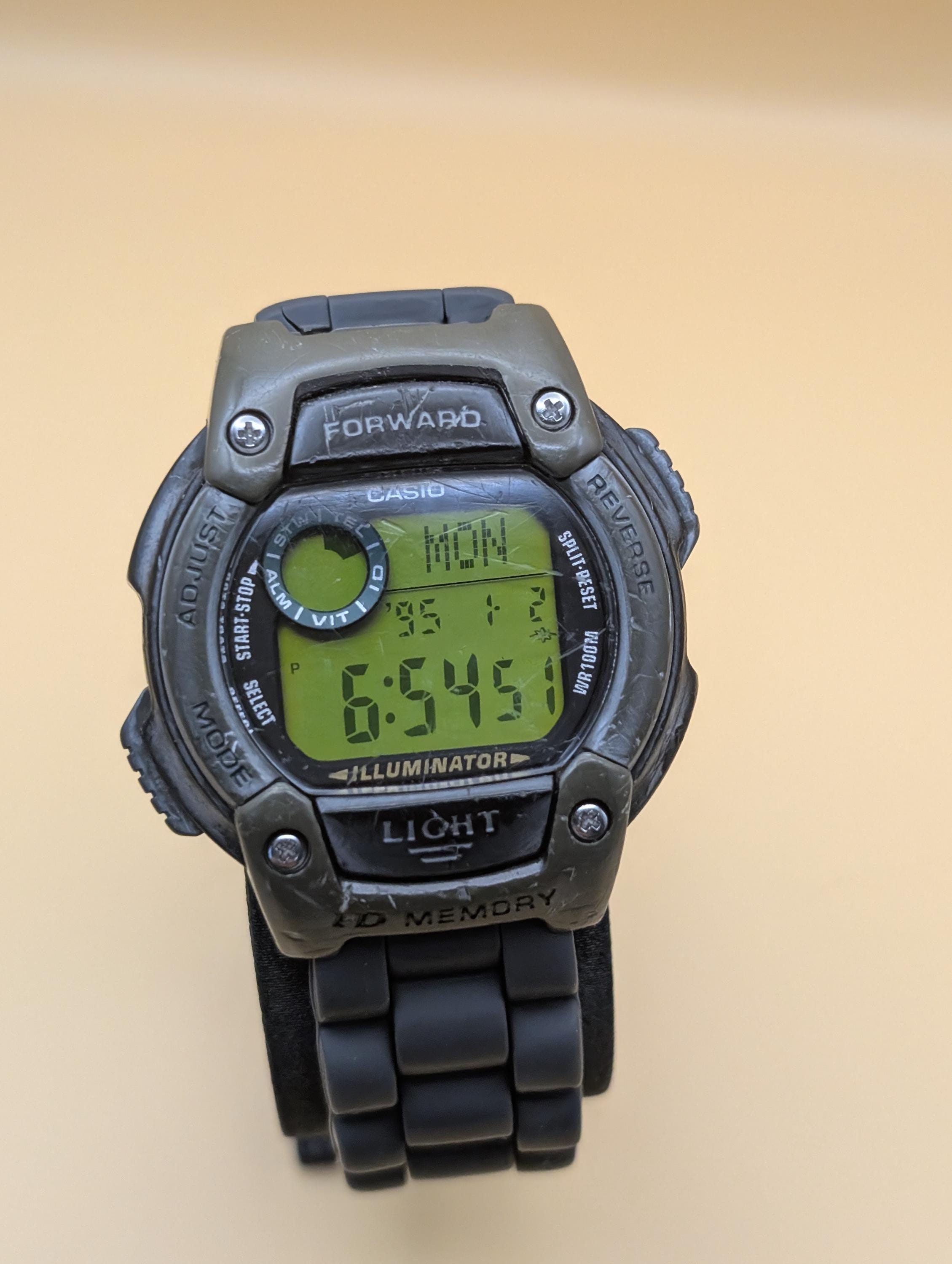 Casio Forester FT-120H 1993 Digital Watch Illuminator ID Memory 10