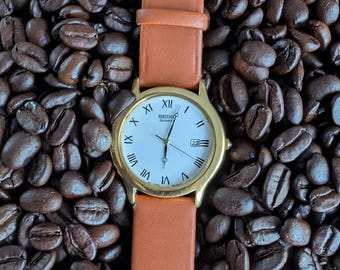 Seiko Gold-Tone Roman Numeral Dress Watch | 1980s Vintage Quartz (33mm)
