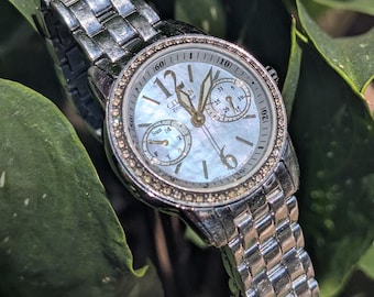 Citizen Eco-Drive FD1046 Silhouette Crystal | Blue Mother-of-Pearl Day-Date | Solar Ladies Watch | Pre-Owned Very Good
