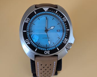 Bullet | Hand-Built Seiko Mod Automatic Diver | Glacier Blue Dial | Rally Strap | Made to Order