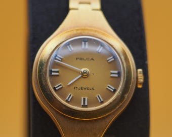 Vintage Felca 1621 Ladies Watch | 17J Swiss Manual Wind Champagne Dial Gold Bracelet
