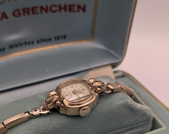 Klasyczny damski zegarek mechaniczny Nivada Grenchen Croton z lat 50. XX wieku w kolorze złotym, 10 tys. GF