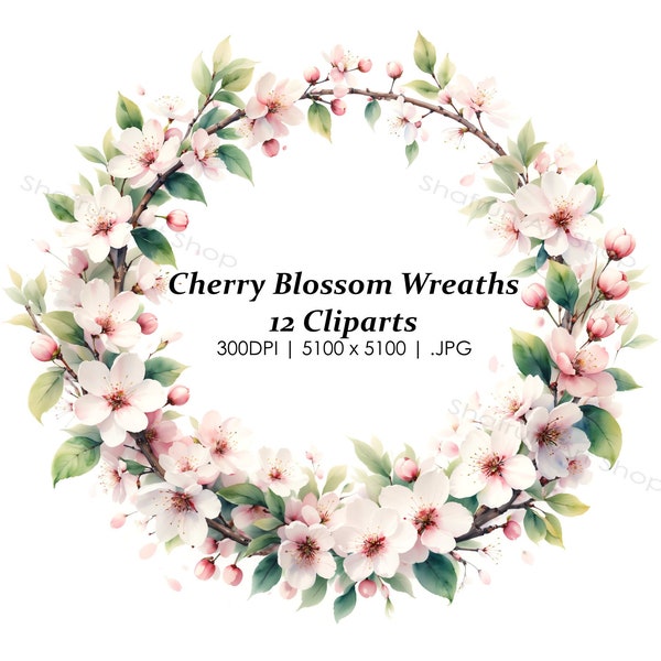 Watercolor Cherry Blossom Clipart Cherry Blossom Card Making Background Cherry Blossom Tree Wall Art Baby Shower Wedding Bachelorette Party