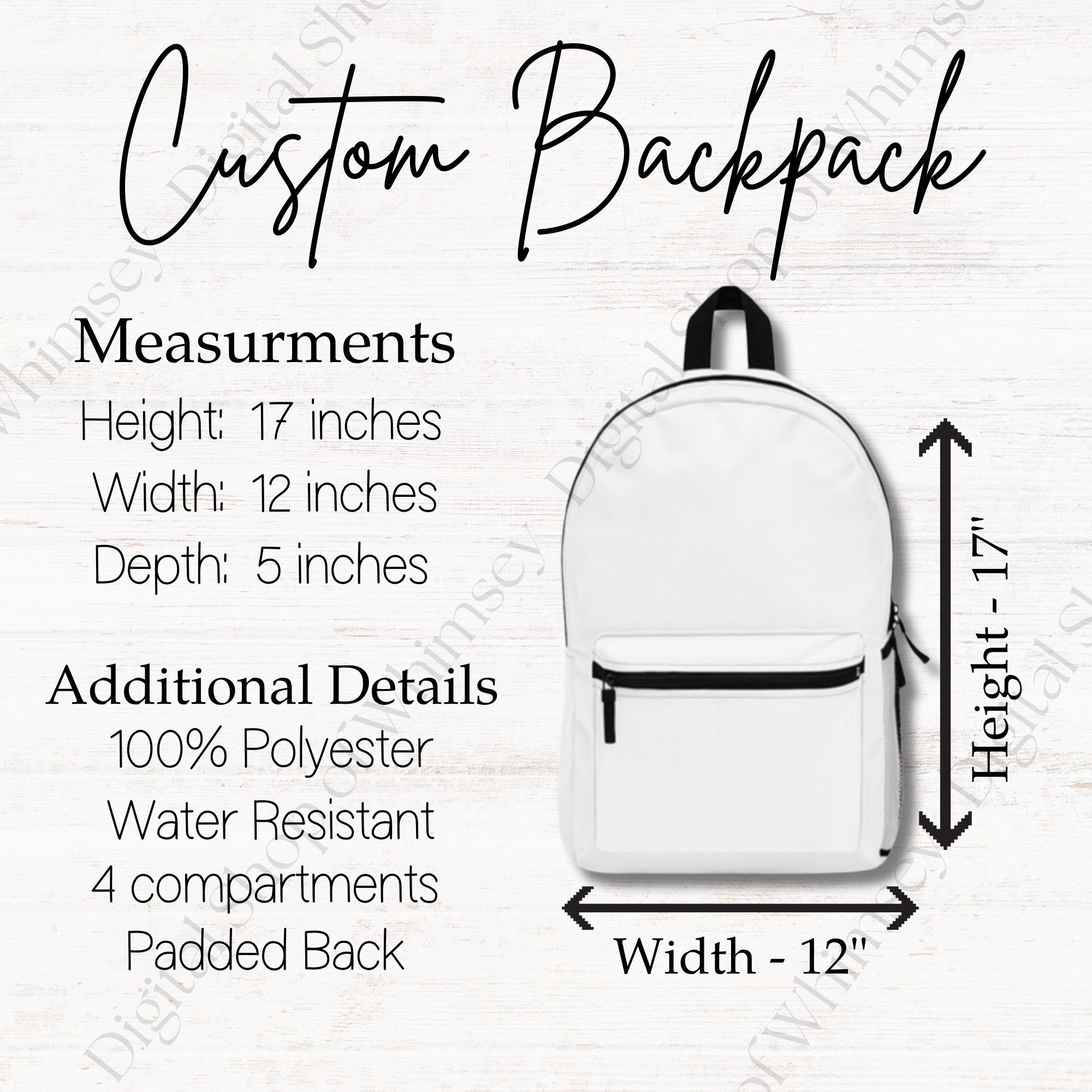 Custom Backpack Size Chart (digital Download) - Etsy