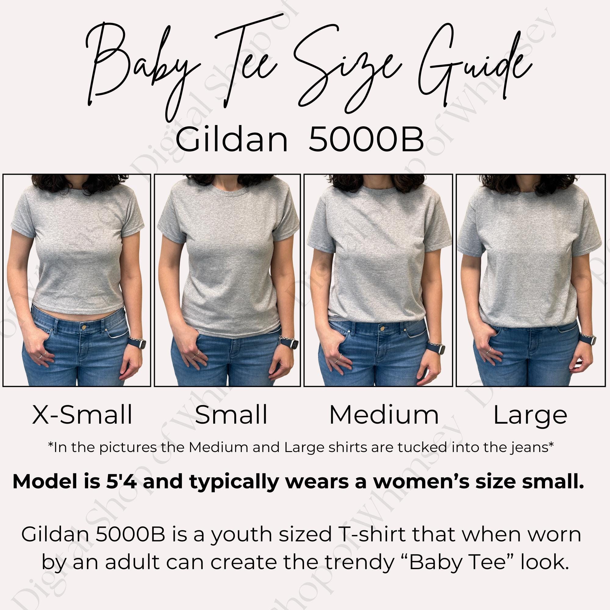 Baby Tee Size Guide, Gildan 5000B Size Chart, Baby Tee Size Chart
