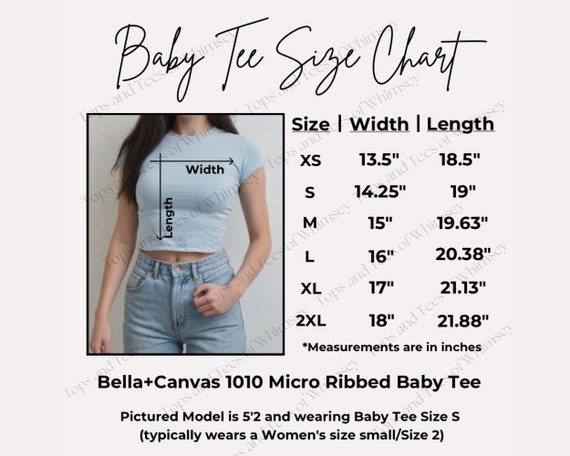 Bella Canvas Baby Tee Size Chart, Bella Canvas 1010 Micro Ribbed