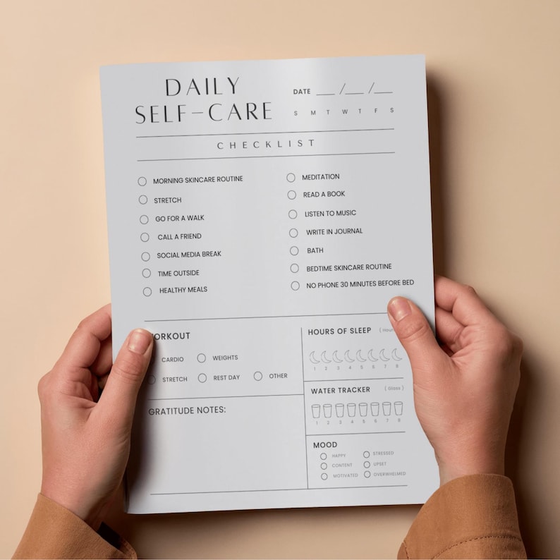 Handheld Routine Checklist Self Care Checklist Printable | Daily & Weekly Wellness Tracker | 7 ...