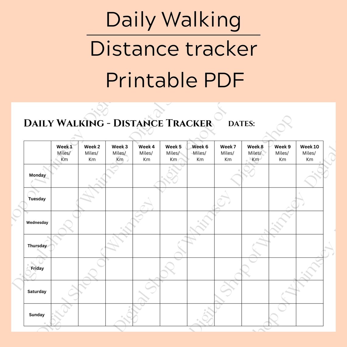 Weekly Walking Tracker Printable | Fitness & Wellness (instant Download ...