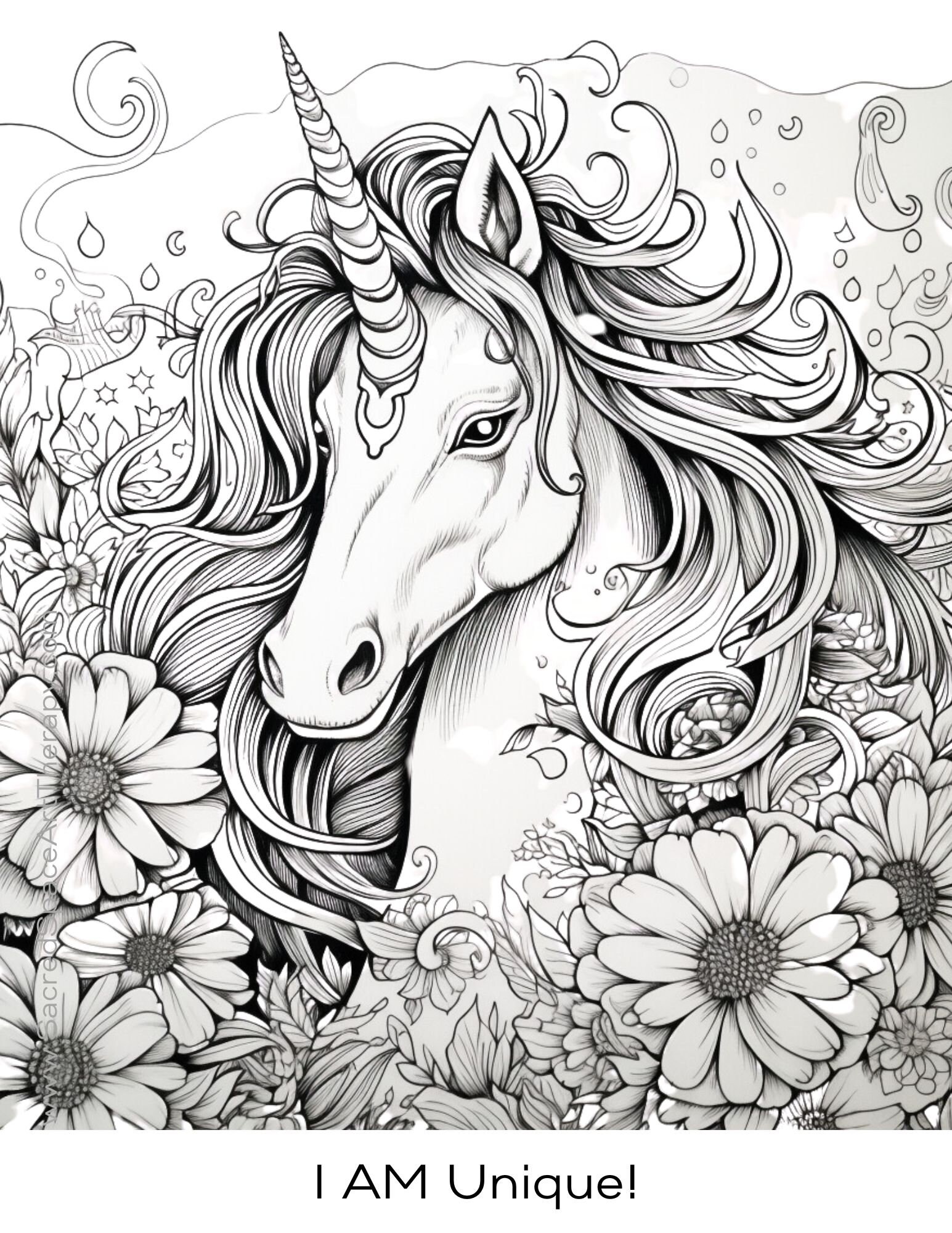Unicorn Coloring Page, Unicorn Gifts, Unicorns, Fantasy, Kids Coloring ...