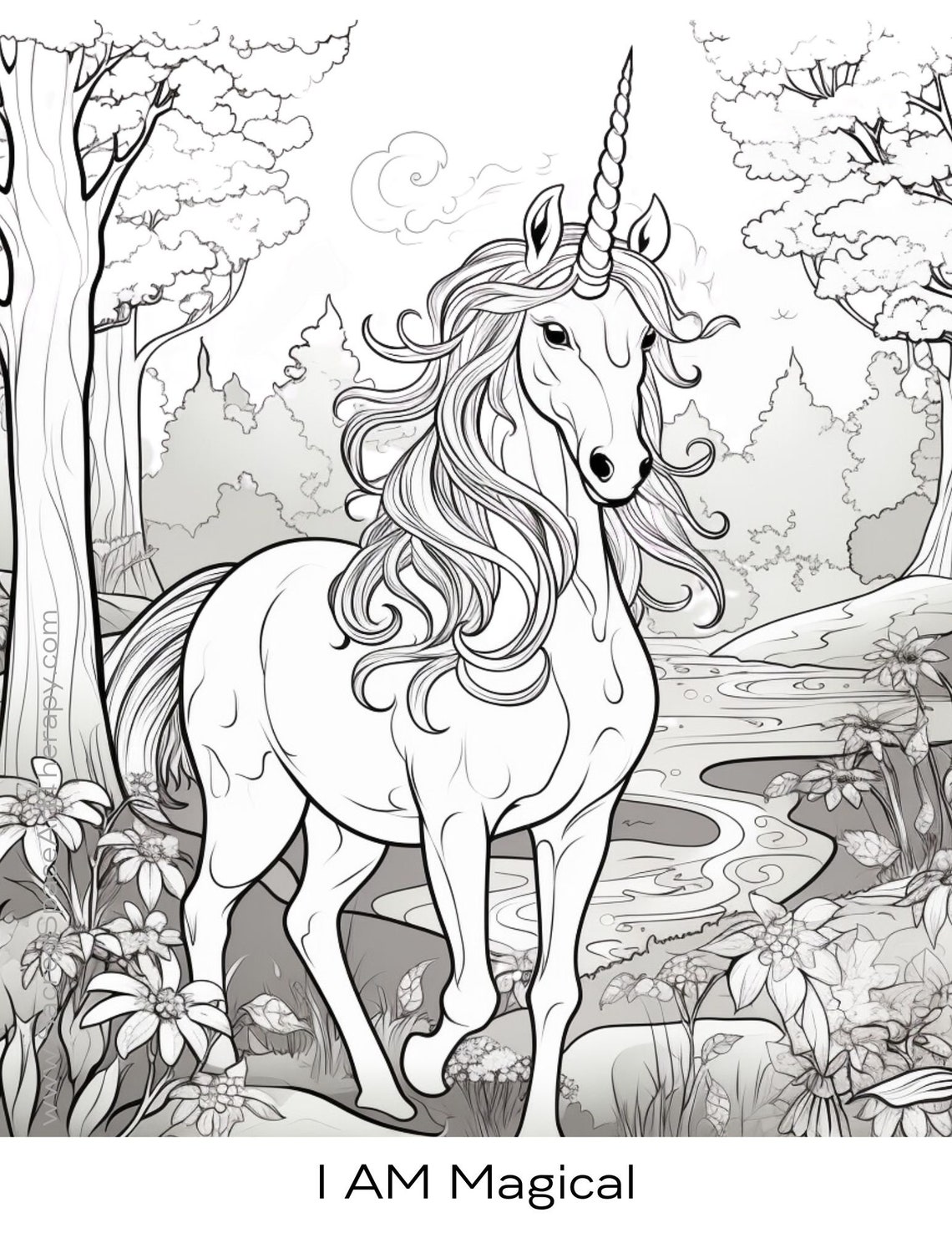 Magical Unicorn Coloring Book, Adult Coloring Book, Unicorns, - Etsy