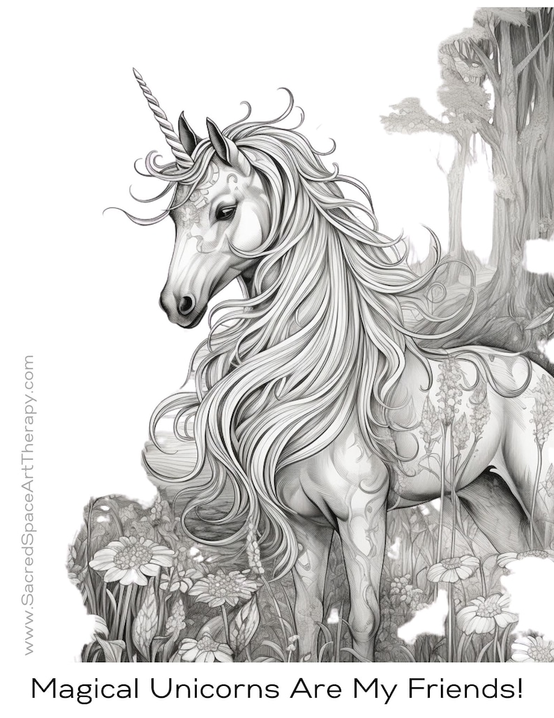 Magical Unicorn Coloring Book, Adult Coloring Book, Unicorns, - Etsy