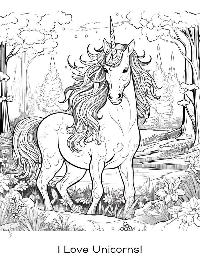 Magical Unicorn Coloring Book, Adult Coloring Book, Unicorns, - Etsy