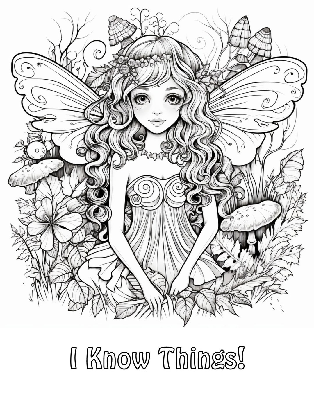 Fairy Coloring Page, Fairy Coloring, I AM Beautiful, Adult Coloring ...