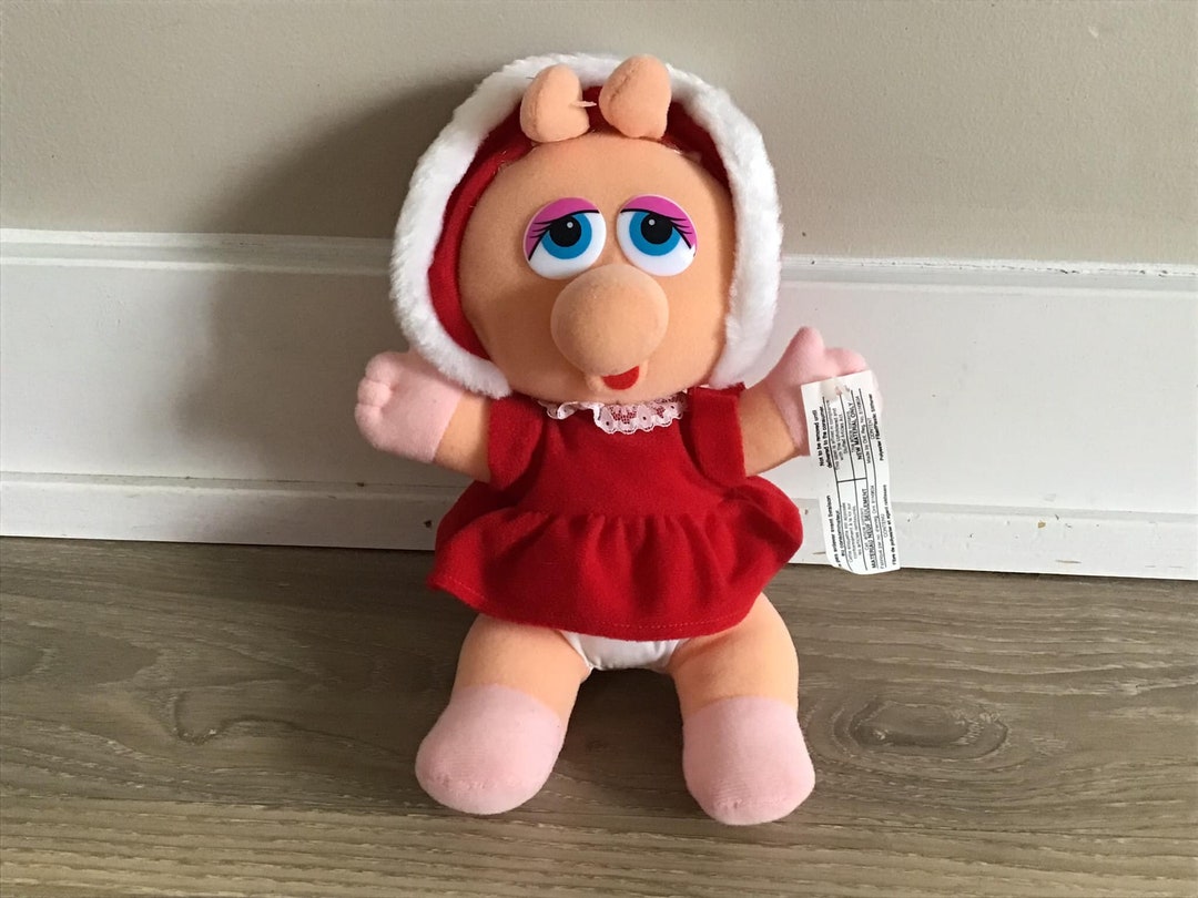 Vintage 80's Baby Miss Piggy Stuffed Animal Plush Toy 9.5