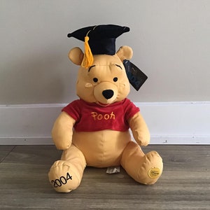 Disney Store 2004 Graduation Winnie the pooh Stuffed Animal Plush Toy 14&quot;
