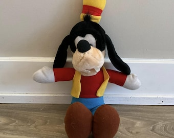 Peluche Goofy de Walt Disney de Disneyland, versión antigua, fabricado en Corea