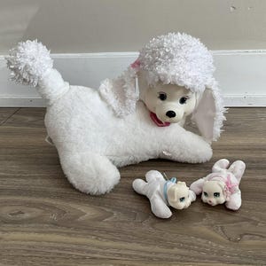 Puppy Surprise White Poodle Dog 11&quot;L w/2 baby puppies