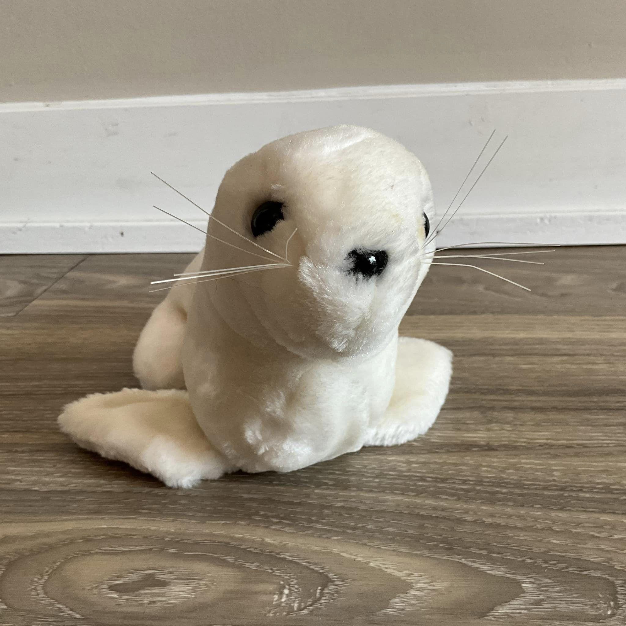 Vintage Dakin White Seal Stuffed Animal Plush Toy 10