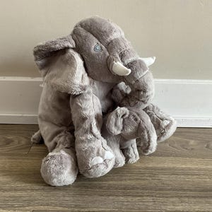 Realistic Elephant and Baby Elephant Stuffed Animal Plush Toy 12&quot;
