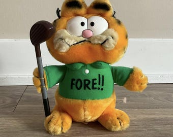 Vintage Garfield Golfer Plush Toy 1978/1981 Made in Korea by Dakin