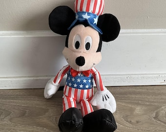 Disney Mickey Mouse American Flag Suit & Hat Plush 11" Patriotic Uncle Sam