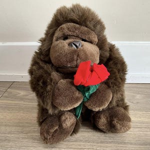 Creature Comforts Gorilla con Rosa, Peluche 10&quot; Vintage 1998