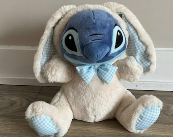 Disney Store Stitch Bunny Plush Toy with Original Embroidery Stamp