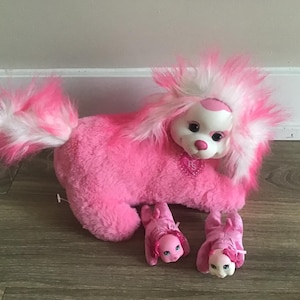 Puppy Surprise Pink Mama Dog and 2 Puppies Stuffed Animals Plush Toys 10&quot;
