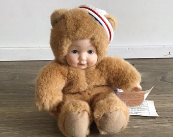 Anne Geddes Baby dressed as Teddy Bear Stuffed Animal Plush Toy 5&quot;