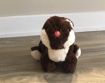 Dakin and Co brown and white Bunny Rabbit Stuffed Animal Plush Toy 9"