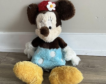 Disney Parks Minnie Mouse Plush Soft and Fuzzy Red Hat Polka Dot Blue Skirt