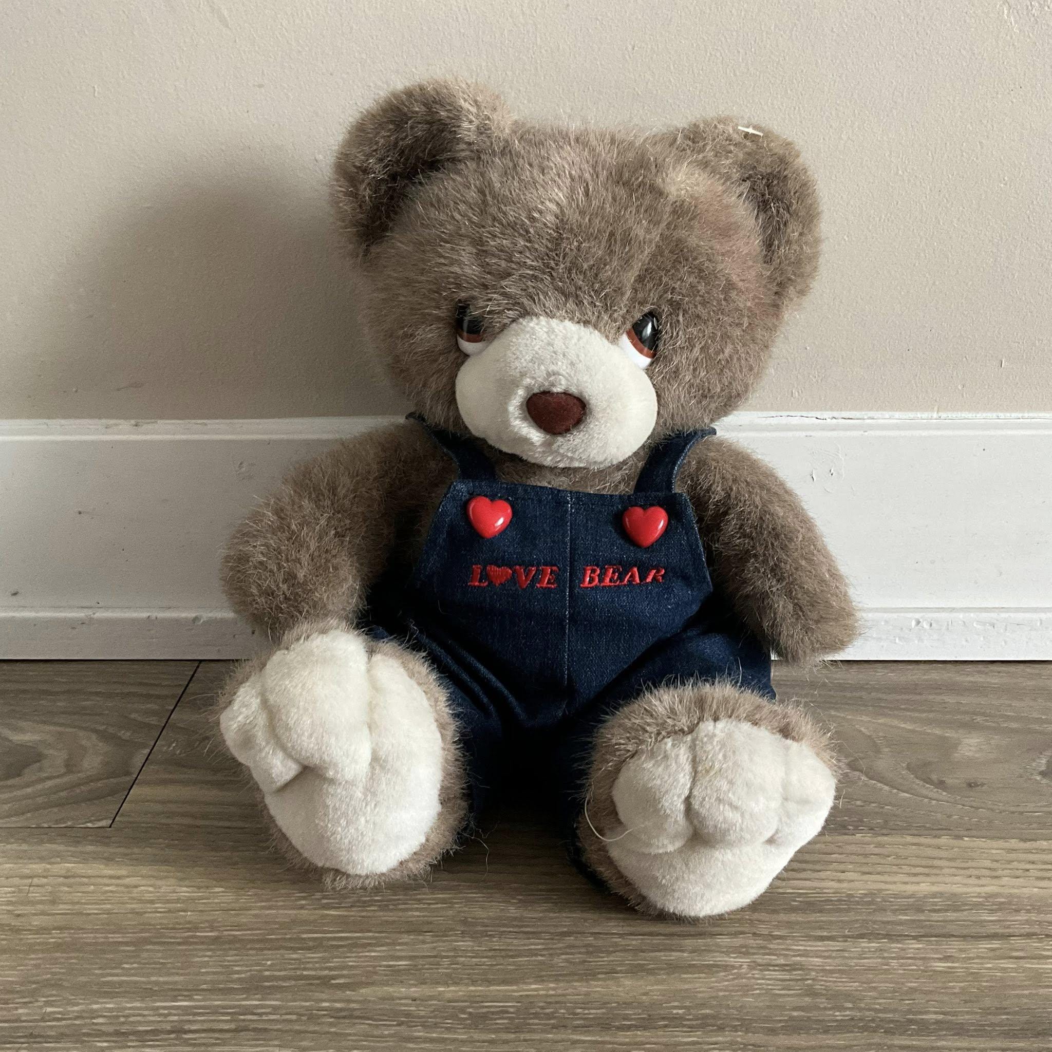 トップス STAR BEAR Russ Berrie - Love Bear Plush Denim Overalls 11