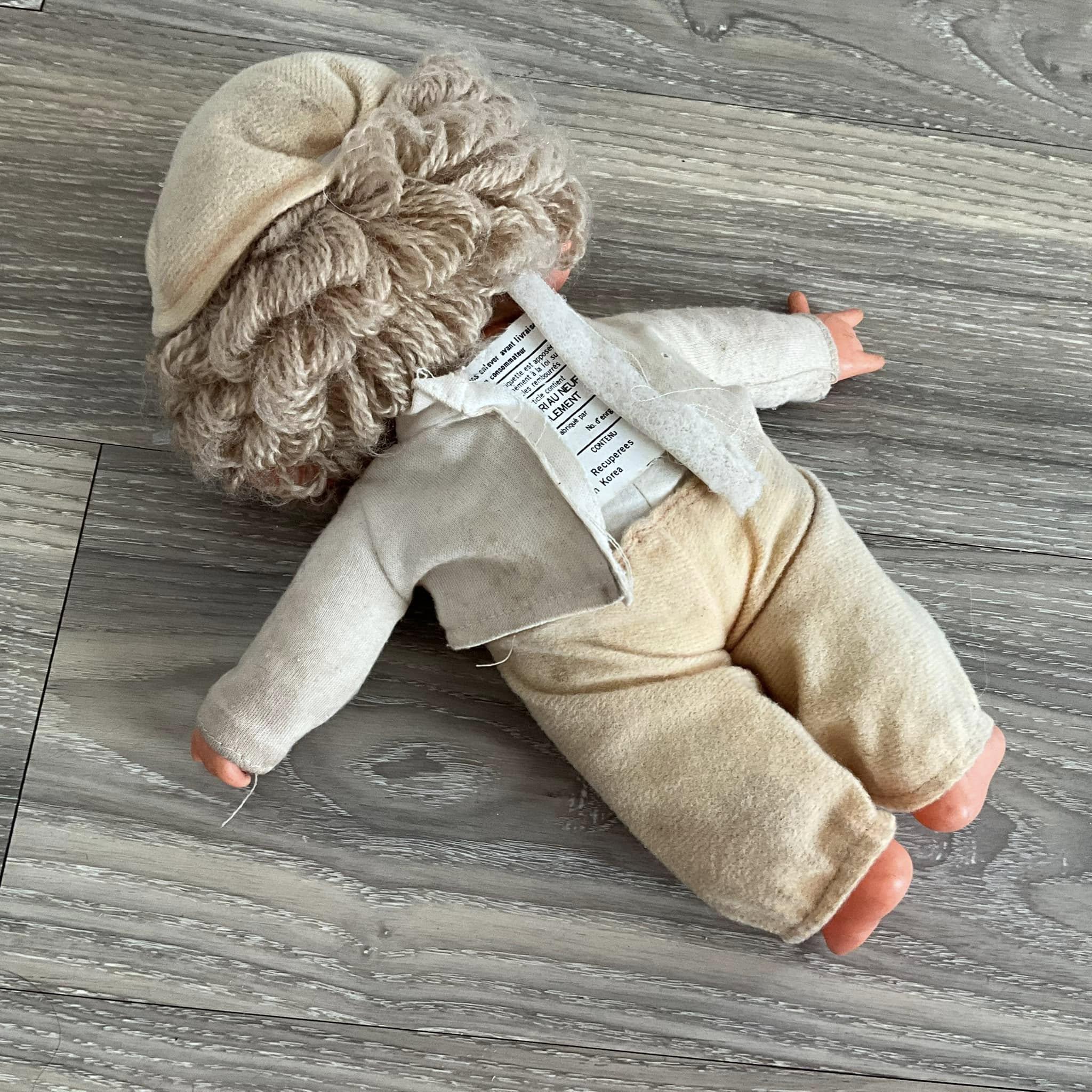 Vintage Kiki Monchhichi Doll in Beige Overalls Made in Korea