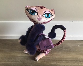 Bratz Petz Plush Leopard Print Cat With Purple Jacket And Purse