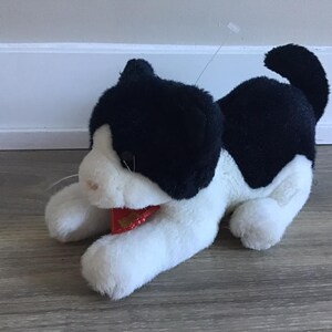 ヴィンテージ 1988 Dakin and co 黒と白の猫のぬいぐるみ 11 インチ
