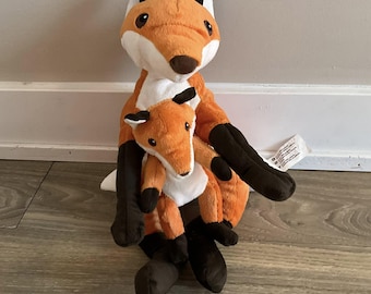 IKEA Vandring RAV Orange Fox Mother 13” and Baby 8" Plush Stuffed Animal Set