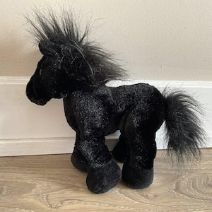 Ganz Webkinz Black Stallion Horse HM145 Stuffed Animal Plush Toy 8&quot;