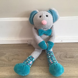 Cute Gray and Blue Mouse Stuffed Animal Plush Toy 12"