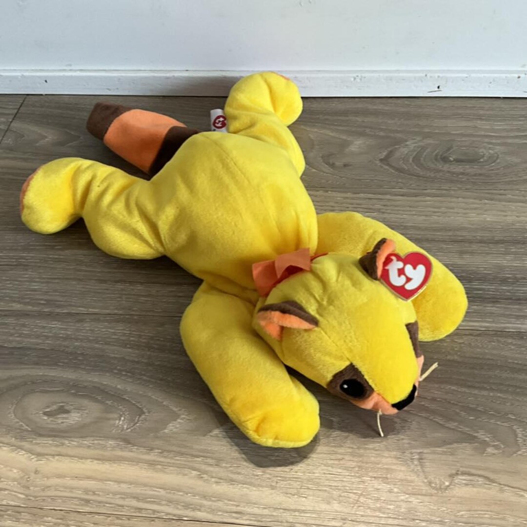TY Pillow Pals Collection RUSTY the Raccoon Orange Yellow Version