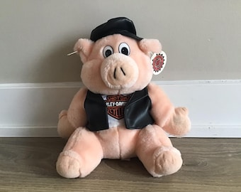 Vintage 1998 Harley Davidson Pig Mascot Stuffed Animal Plush Toy