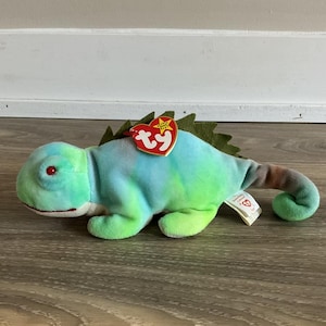 ty Beanie Babies Iggy the Iguana Stuffed Animal Plush Toy 9&quot;