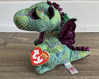 Peluche - TY - Saffire le Dragon - 15 cm - Mixte - Rose/Bleu